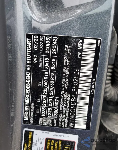 2020 Mercedes-Benz Glc 300 from USA, damaged, VIN W1N0G8DB4LF802826